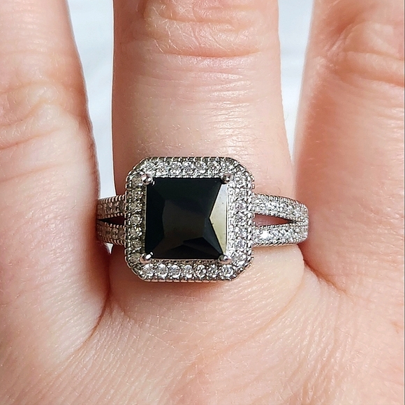 NWT Ryze Black Onyx Cubic Zirconia .925 Sterling Silver Ring - Size 8.75 - Picture 7 of 9